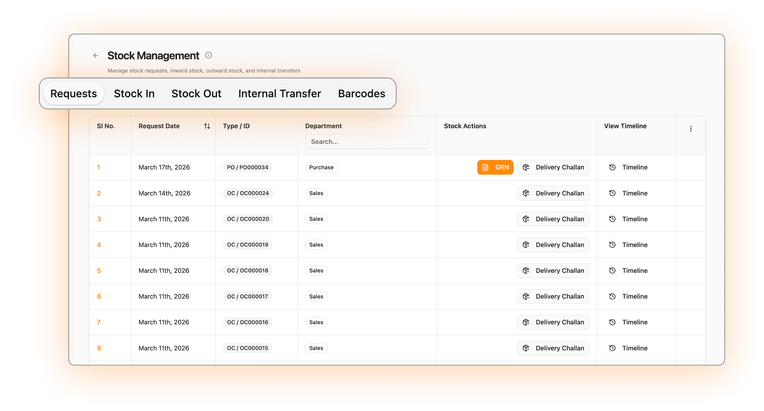 Inventory valuation and reorder intelligence screen in Optiwise